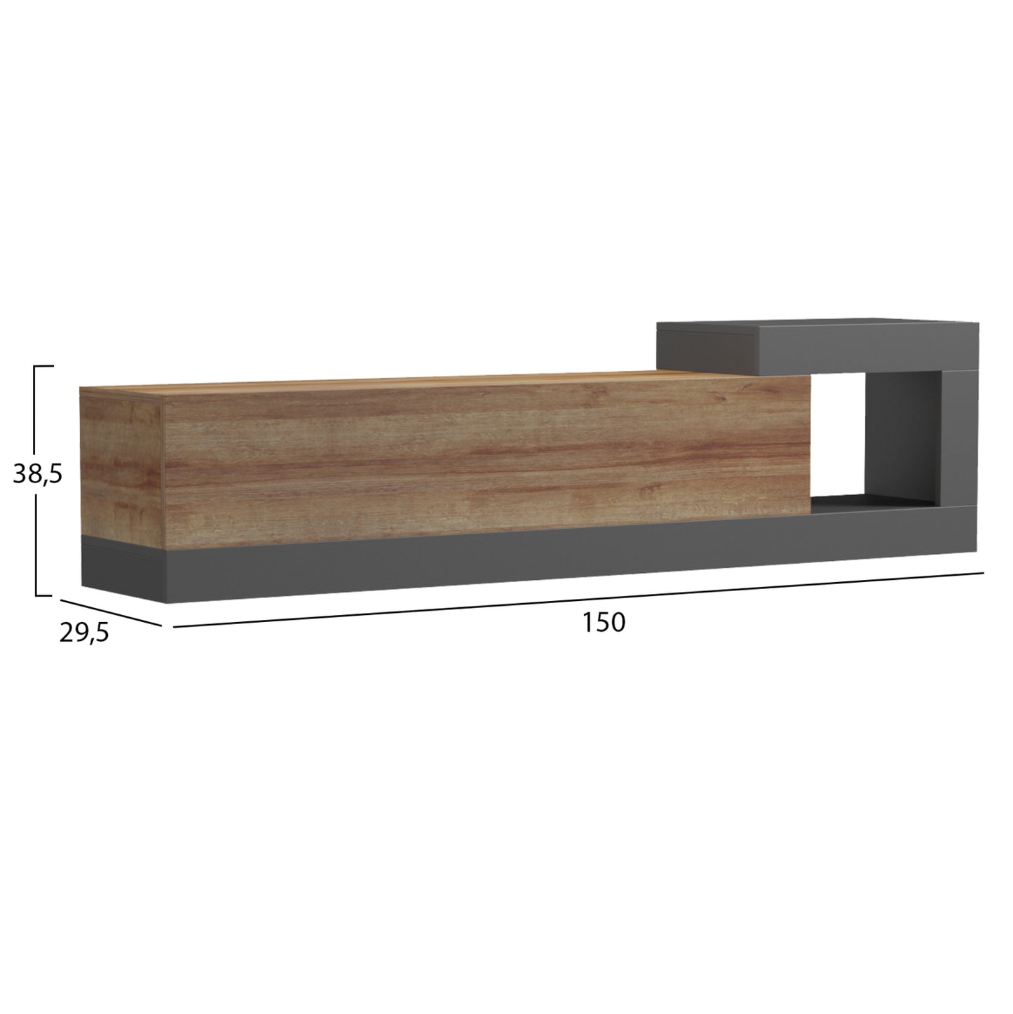 ΕΠΙΠΛΟ ΤΗΛΕΟΡΑΣΗΣ ΤΟΙΧΟΥ ESSENZA ΜΕΛΑΜΙΝΗ OAK/ΓΚΡΙ 150x29.6x38.6