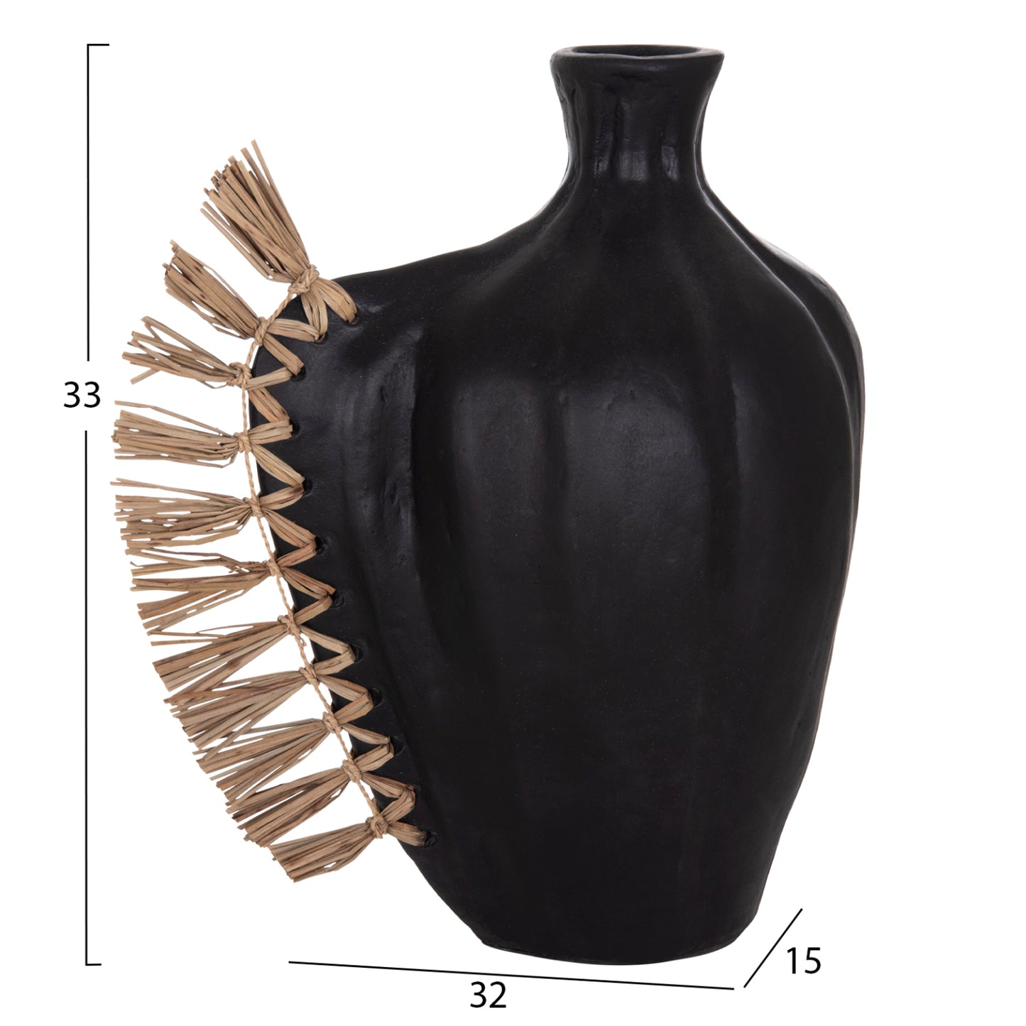 DESKTOP DECORATION JEBB BLACK TERRACOTTA & GRASS 32x15x33