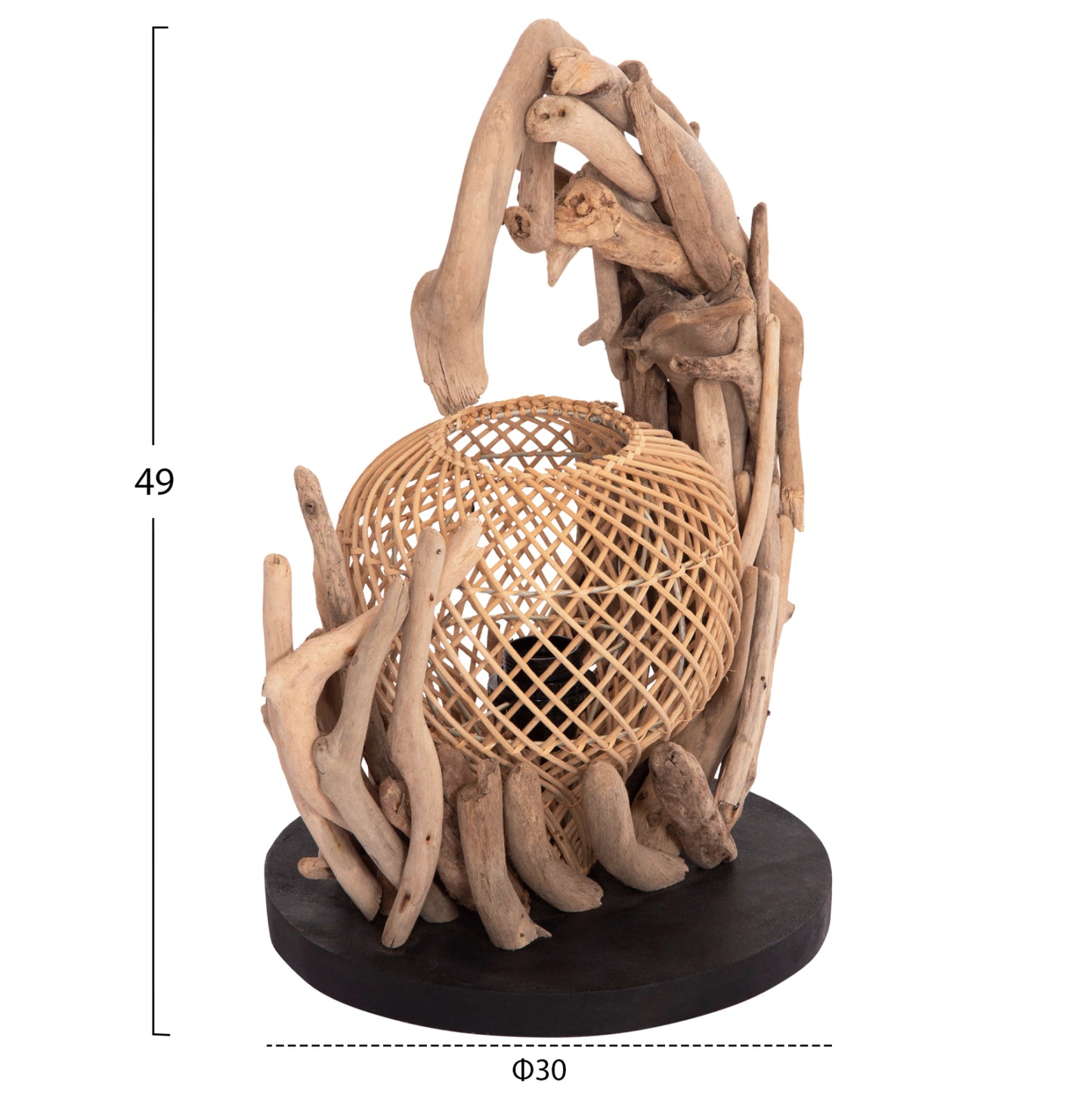 ΕΠΙΤΡΑΠΕΖΙΟ ΔΙΑΚΟΣΜΗΤΙΚΟ ΦΩΤΙΣΤΙΚΟ ASHIN DRIFTWOOD RATTAN 30x30x49