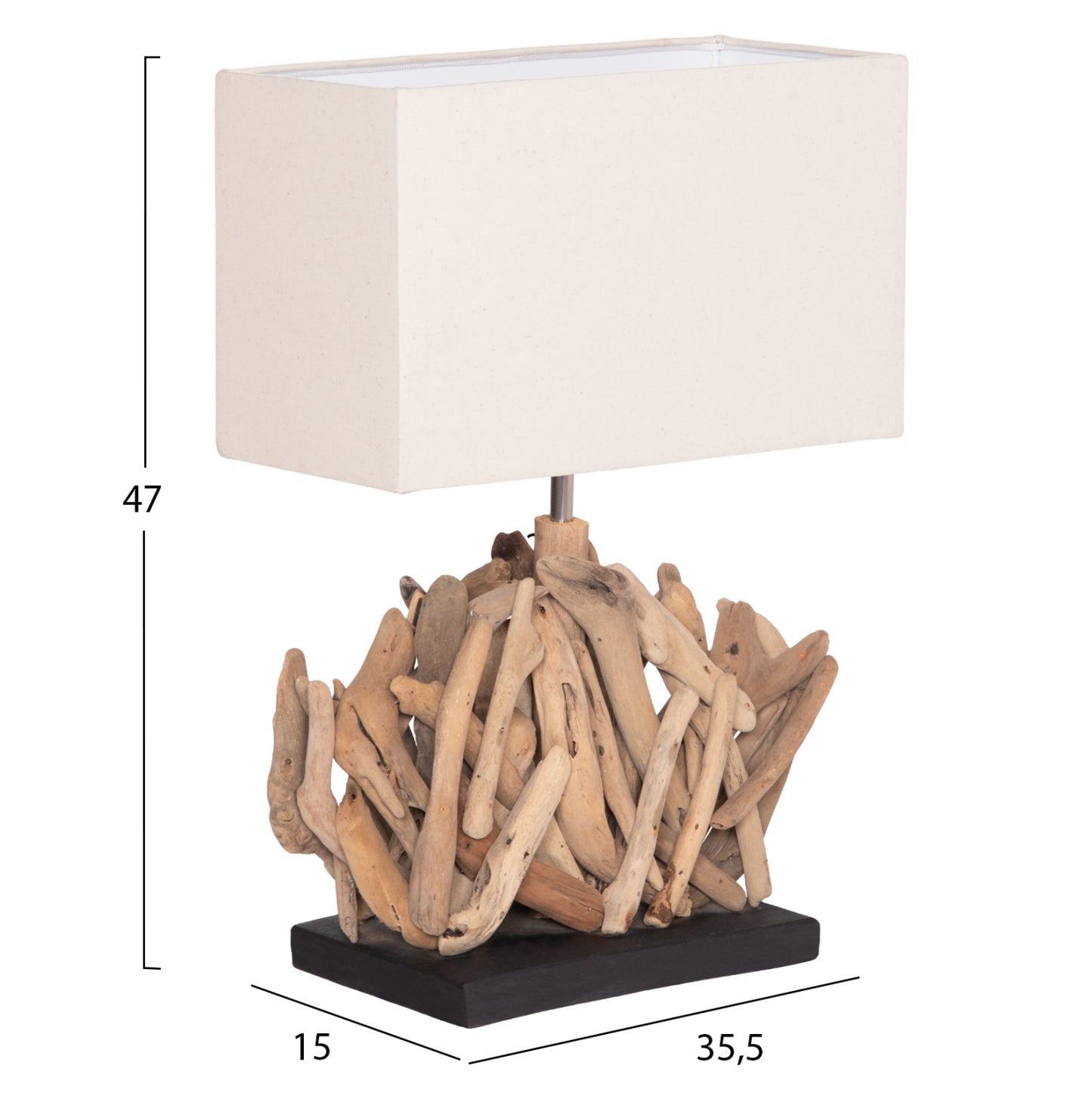 ΕΠΙΤΡΑΠΕΖΙΟ ΟΡΘΟΓΩΝΙΟ ΦΩΤΙΣΤΙΚΟ TWIGGY DRIFTWOOD & ΛΕΥΚΟ ΚΑΠΕΛΟ 35.5x15x47