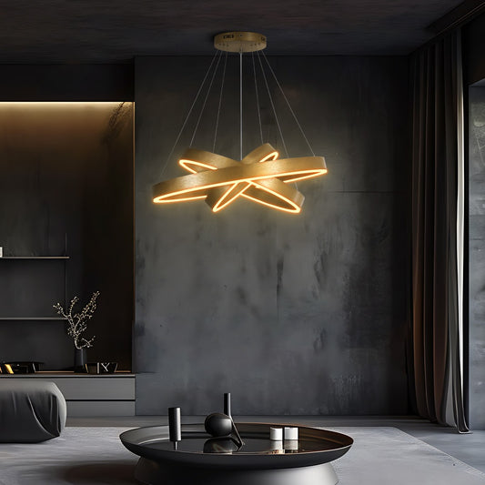 kelvo® VENOM KLV-101-0201-V2 Κρεμαστό Φωτιστικό Οροφής LED 120W 12000lm 120° AC 220-240V IP20 Ρυθμιζόμενο Λευκό CCT με Χειριστήριο από 2700K έως 6000K Dimmable - Lumileds SMD Chip - Χρυσό Πλατίνα - Μ80 x Π80 x Υ80