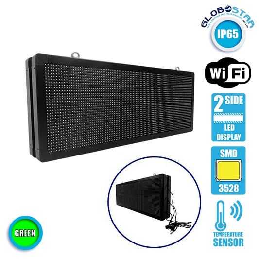 90322 Κυλιόμενη Ψηφιακή Επιγραφή P10 LED SMD AC 220-240V με Wi-Fi - Αδιάβροχή IP65 - Διπλής Όψης - Μ104 x Π12 x Υ40cm Πράσινο