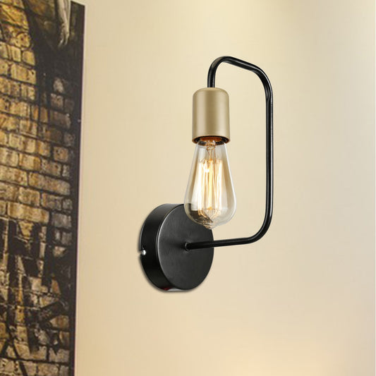 JUNO 203-0013 Μοντέρνο Επιτοίχιο Φωτιστικό Απλίκα Μονόφωτο 1 x E27 IP20 Μαύρο & Χρυσό Μέταλλο - Μ18.5 x Π18.5 x Υ28