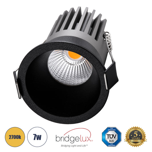 MICRO-B 60245 Χωνευτό LED Spot Downlight TrimLess Φ6cm 7W 875lm 38° AC 220-240V IP20 Φ6 x Υ7.8cm - Στρόγγυλο - Μαύρο - Θερμό Λευκό 2700K - Bridgelux COB