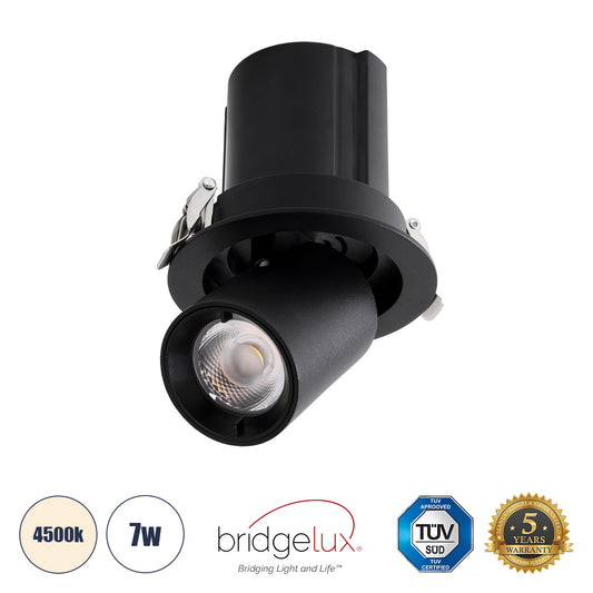 VIRGO-S 60304 Χωνευτό LED Spot Downlight TrimLess Φ9cm 7W 910lm 36° AC 220-240V IP20 Φ9cm x Υ9cm - Στρόγγυλο - Μαύρο - Φυσικό Λευκό 4500K - Bridgelux COB