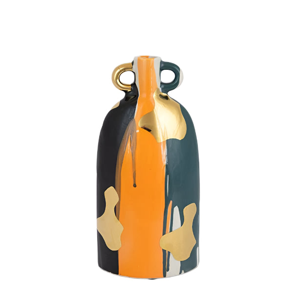 ΒΑΖΟ ΚΕΡΑΜΙΚΟ TEΡΡΑΚΟΤΤΑ-ΣΚΟΥΡΟ ΠΡΑΣΙΝΟ-ΧΡΥΣΟ 22x14x21