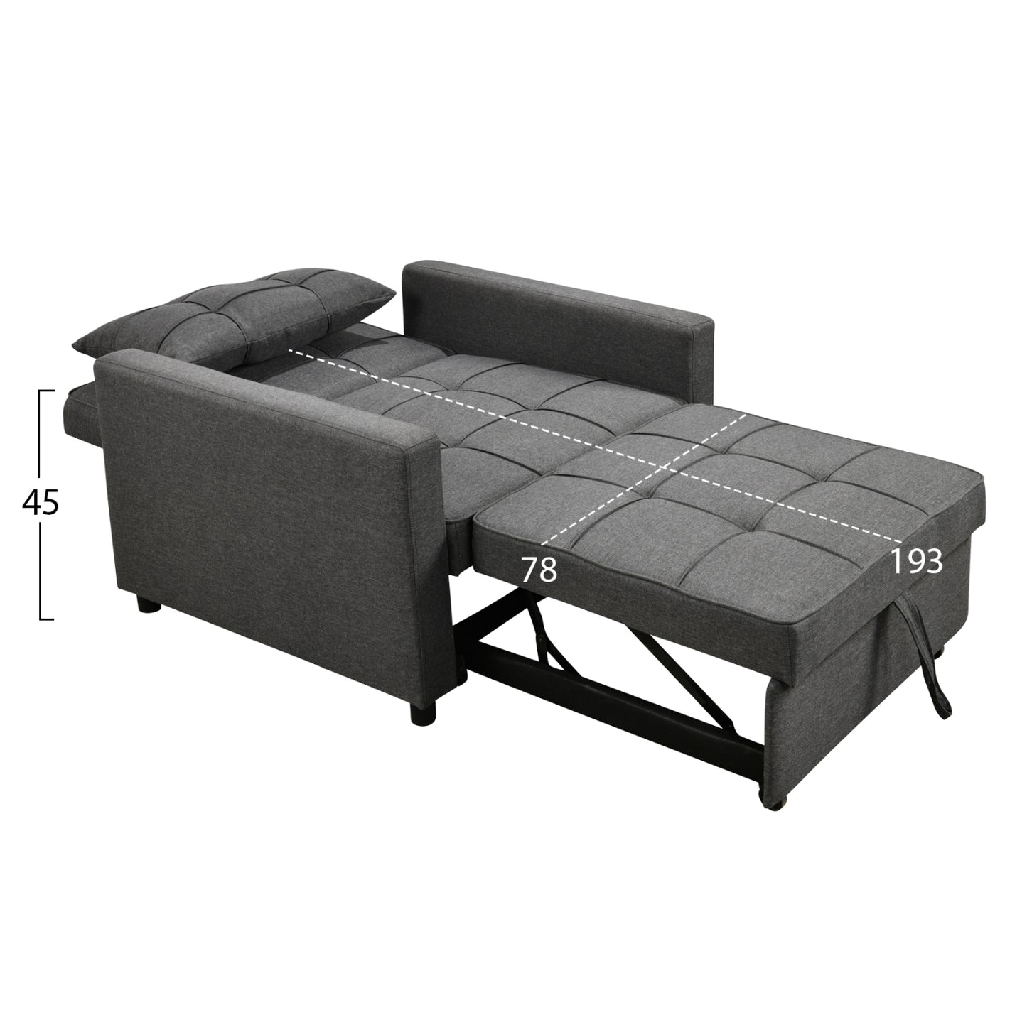 STUDENT LIVING ROOM SET 3 PCS GREY FABRIC MDF BLACK MARBLE