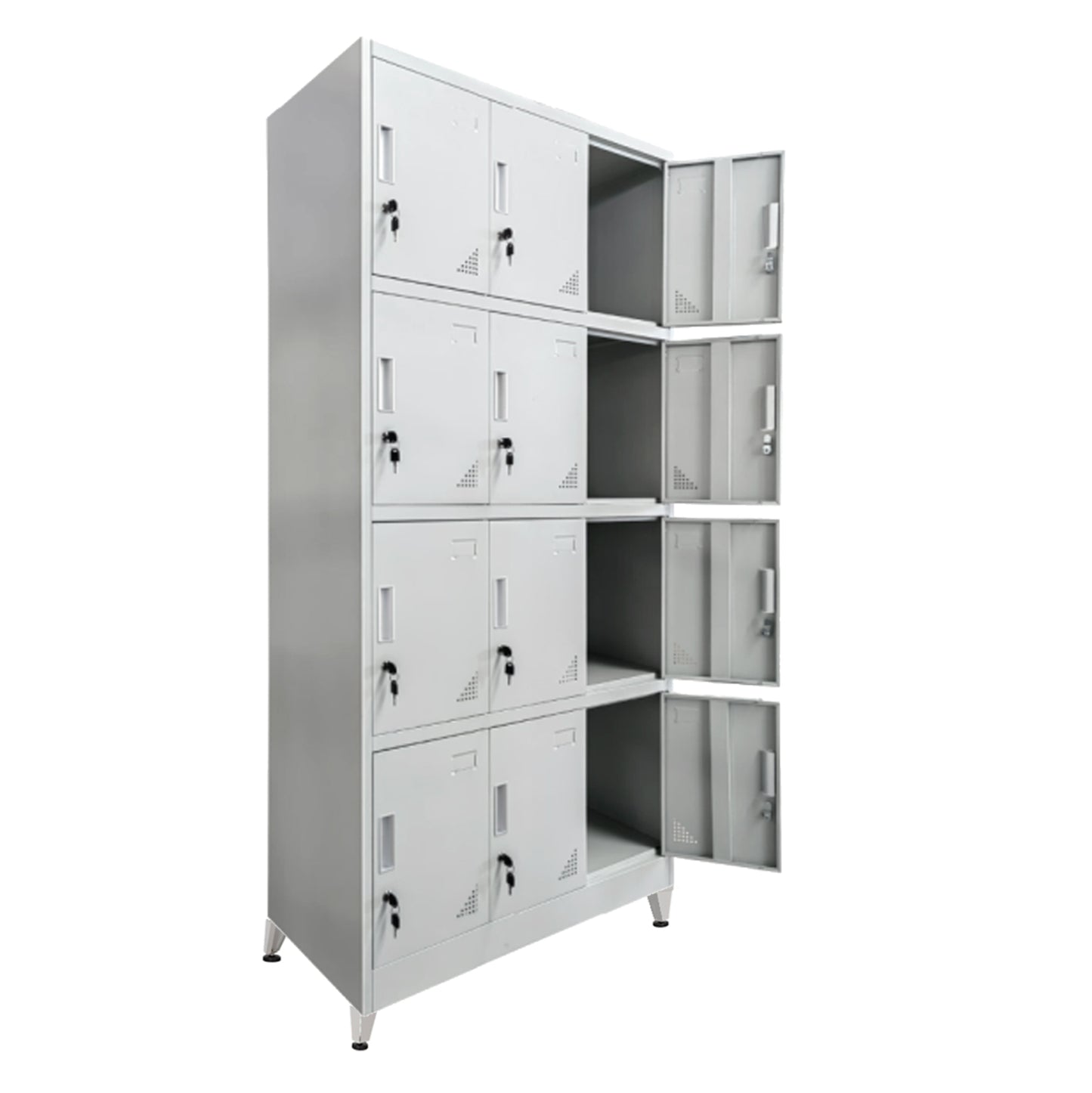 BEXLEY METAL LOCKER WITH LEGS 12 DOORS GREY 90x45x195