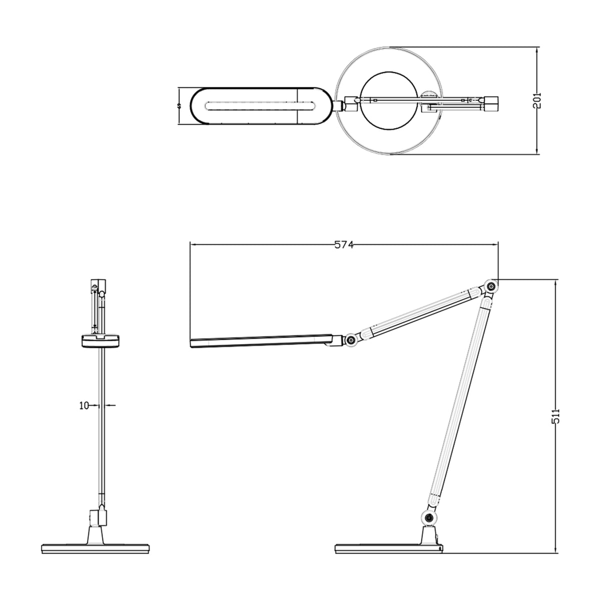 ΦΩΤΙΣΤΙΚΟ ΓΡΑΦΕΙΟΥ LED BLAIN PRO ΜΑΥΡΟ ΓΚΡΙ ABS 57,4x51,1εκ