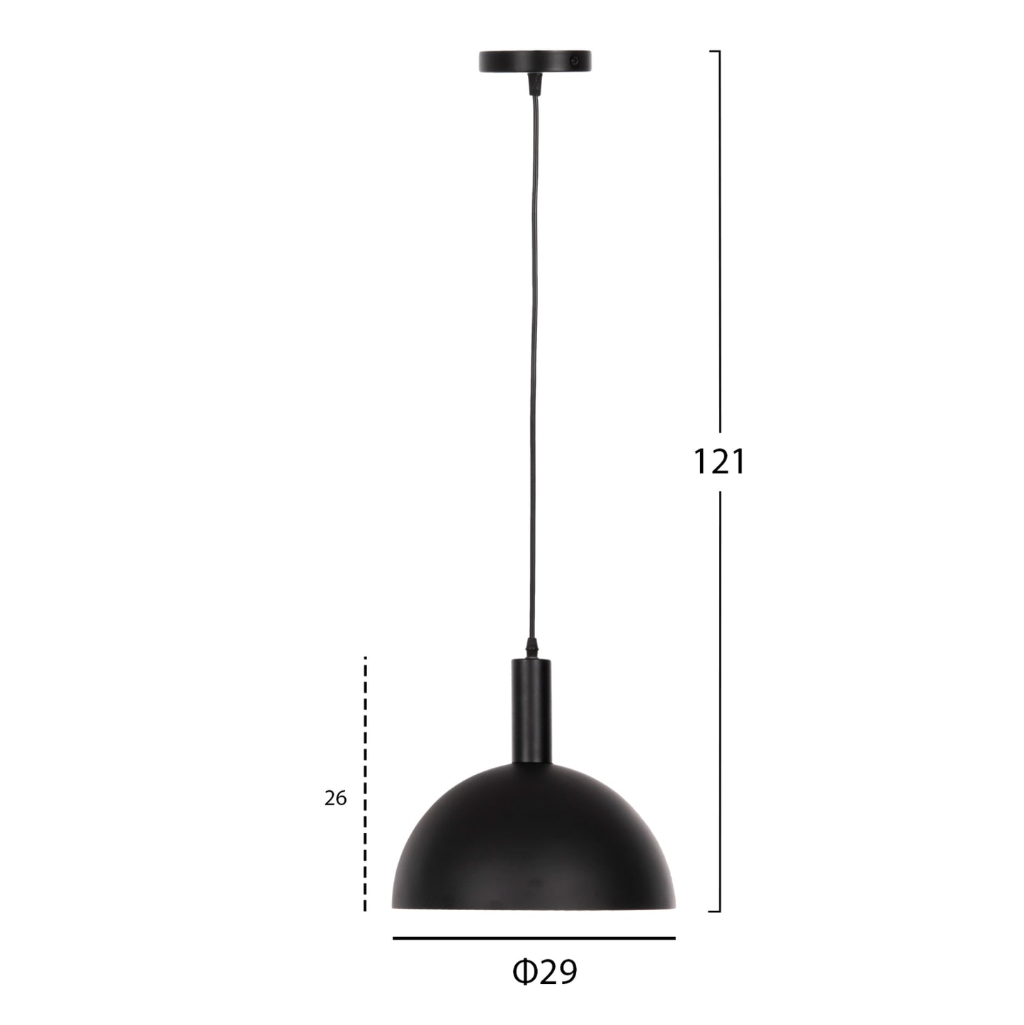 CEILING PENDANT LAMP BLACK METAL BELL Φ29x121