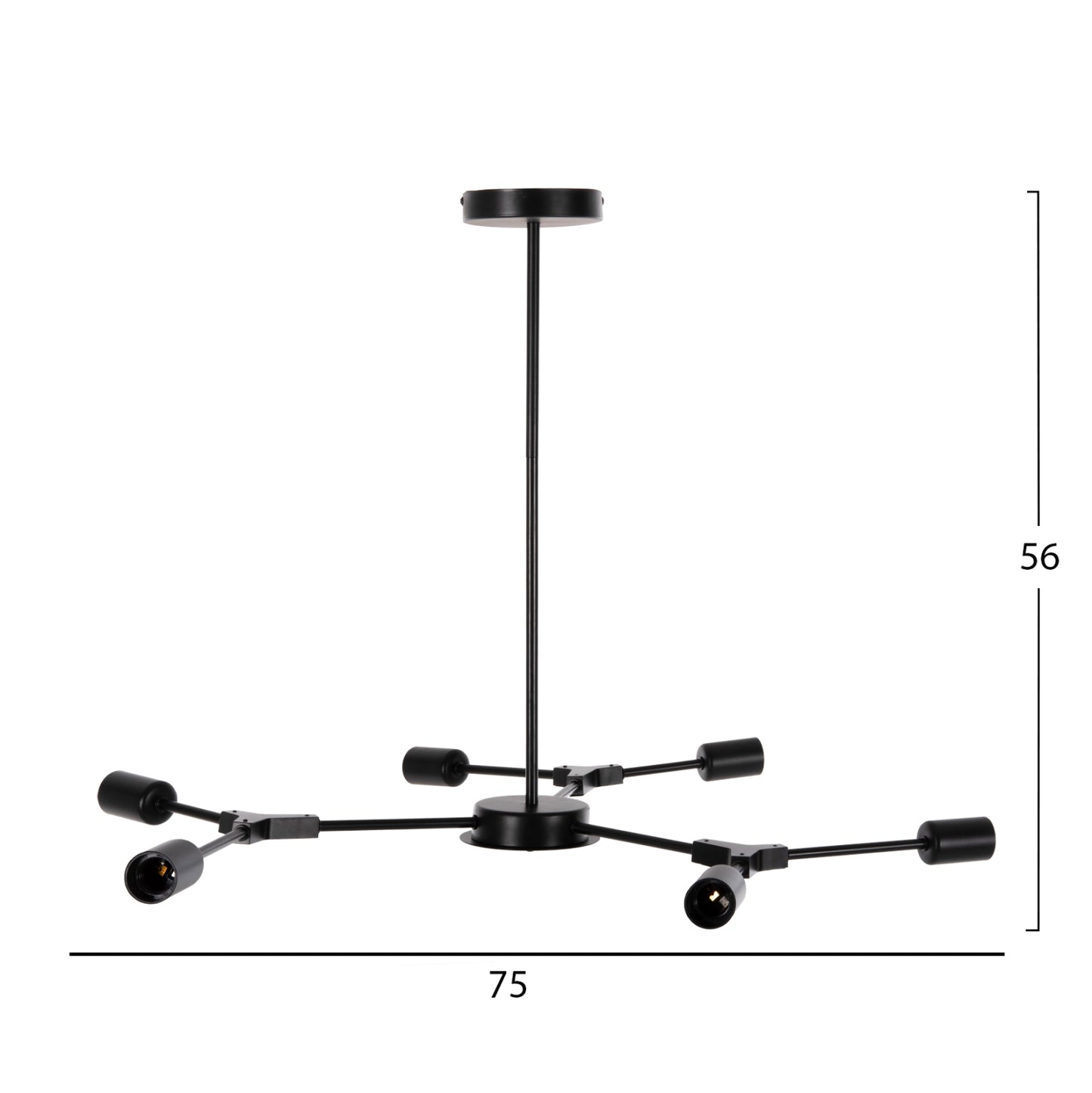 PENDANT CEILING LIGHT 6-BULB BLACK METAL 75x75x75