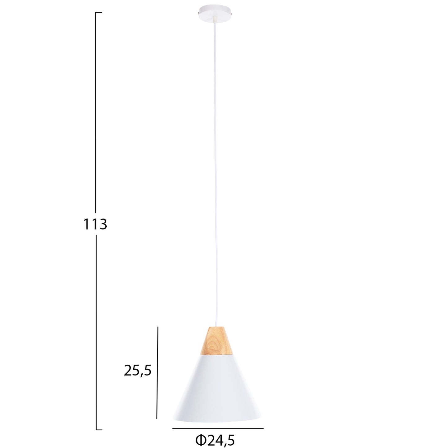 PENDANT CEILING LIGHT WHITE METAL SHADE 24,5x24,5x113
