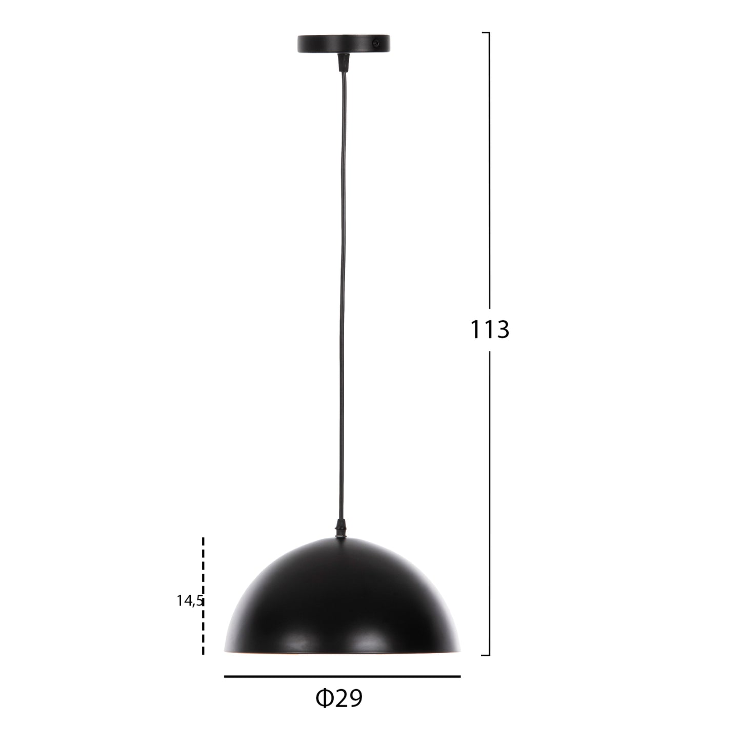 CEILING PENDANT LAMP BLACK GOLD ALUMINUM SHADE D29x113