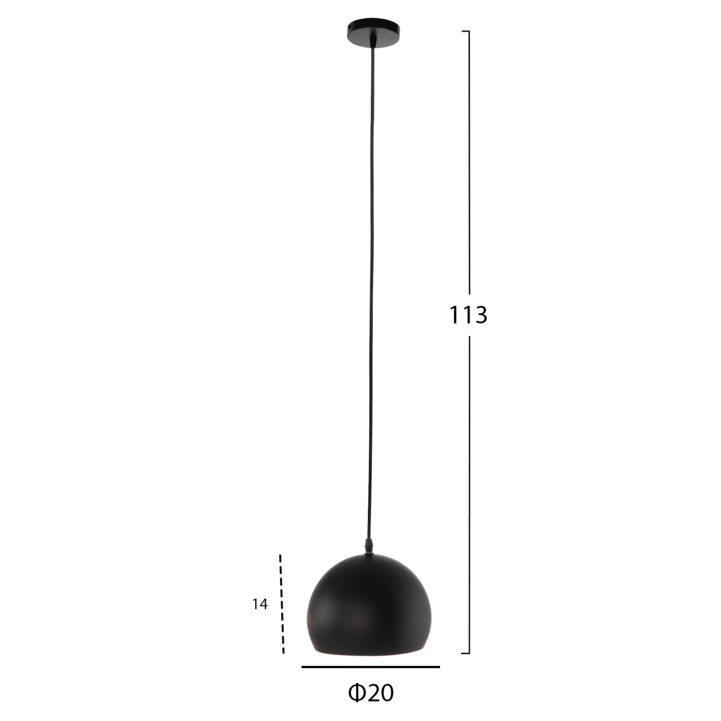 CEILING PENDANT LIGHT BLACK ALUMINUM SHADE F20x113