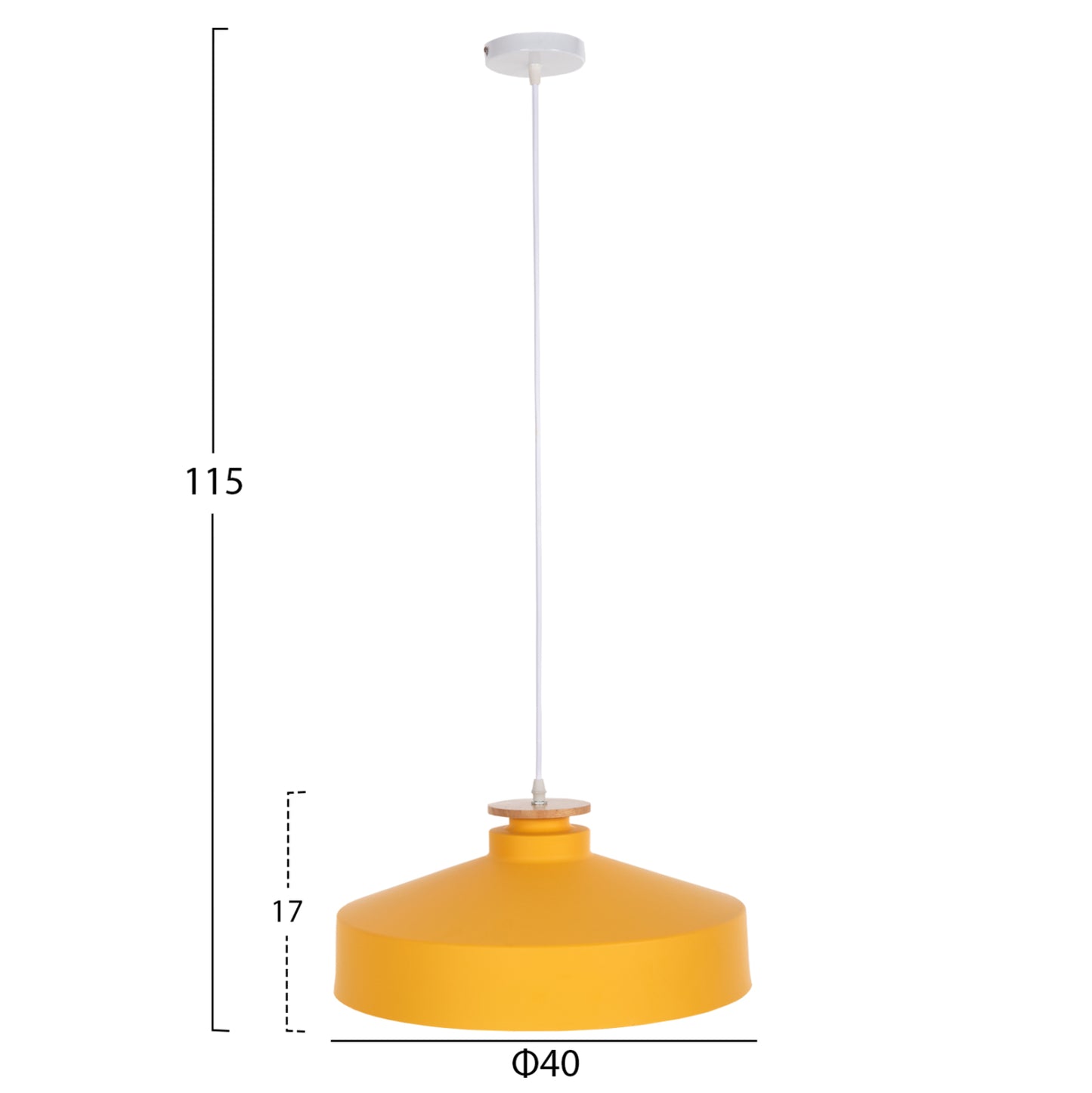 CEILING PENDANT LIGHT YELLOW METAL SHADE Ø40x116
