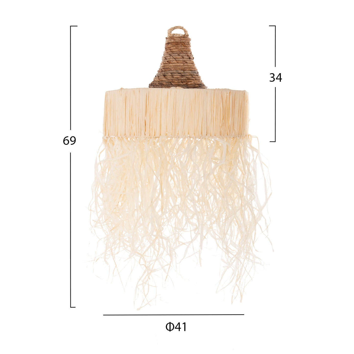 CEILING PENDANT LAMP WITH FRINGES DRIED PALM FIBERS Ø41x34