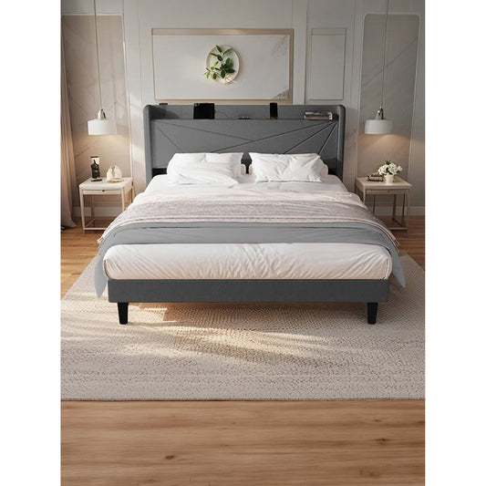 Επενδυμένο Κρεβάτι Ambrey Γκρι 208x160x107