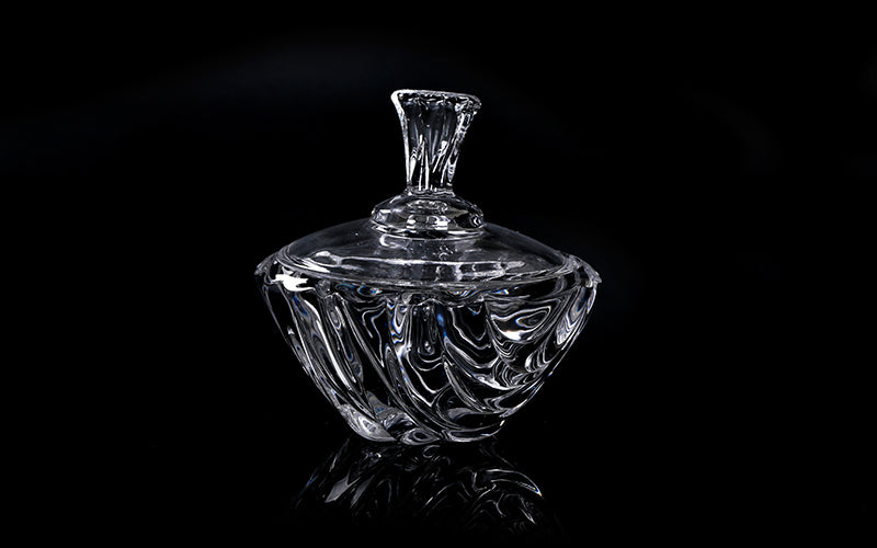 Διακοσμητική Γυάλινη Φοντανιέρα με Καπάκι με Κυματιστό Σχέδιο 12x12x12