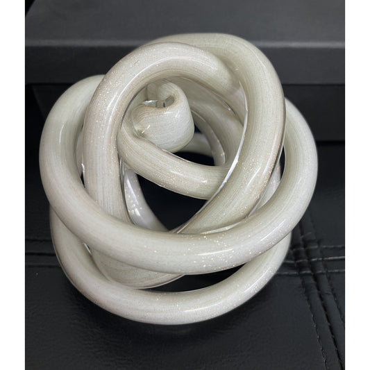 Διακοσμητικός Γυάλινος Κόμπος Λευκό 12x12x12