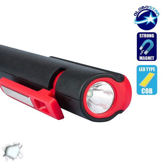 Φορητός Φακός PEN COB LED Κόκκινο Χρώμα 07007