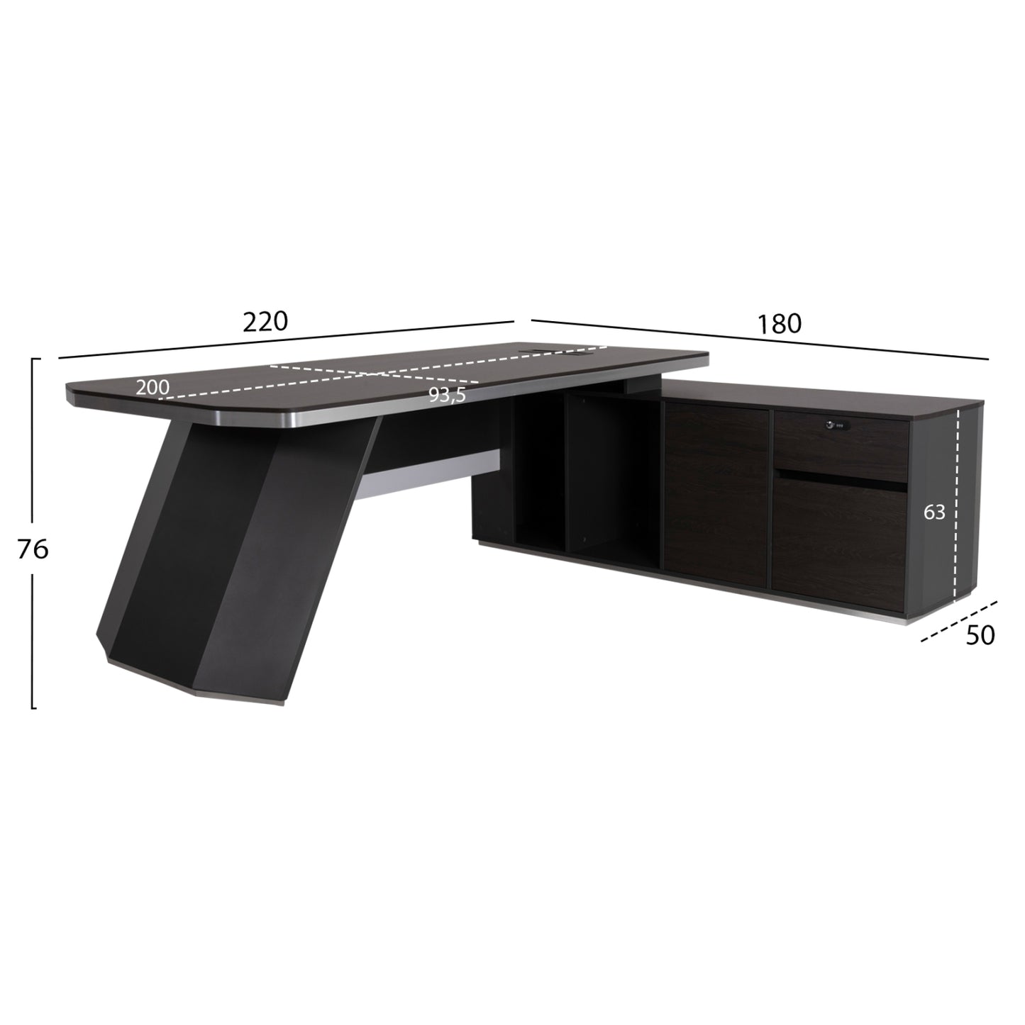 ΓΡΑΦΕΙΟ ΕΠΑΓΓΕΛΜΑΤΙΚΟ ΔΕΞΙΑ ΓΩΝΙΑ ROSEWOOD 220x180x76