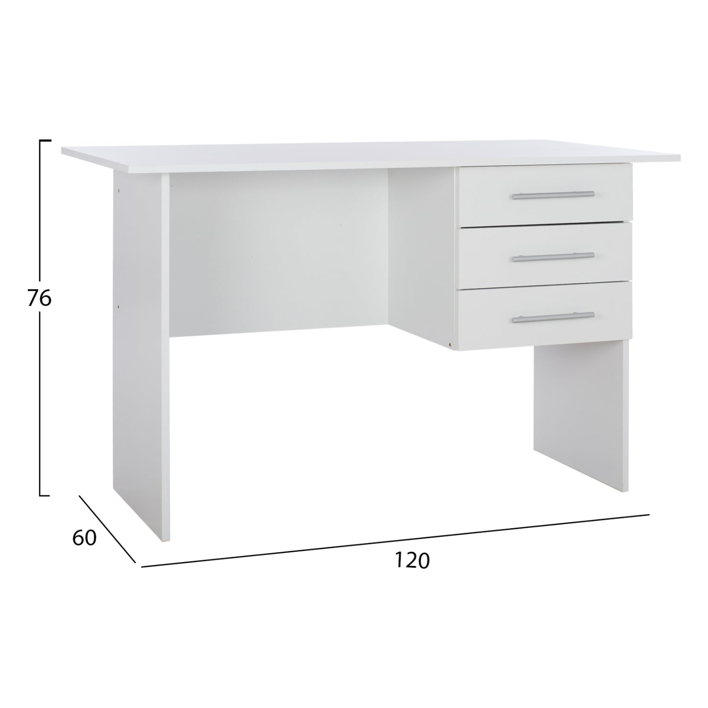 ΓΡΑΦΕΙΟ ΜΕΛΑΜΙΝΗΣ ENSLEY ΜΕ 3 ΣΥΡΤΑΡΙΑ ΛΕΥΚΟ 120x60x76