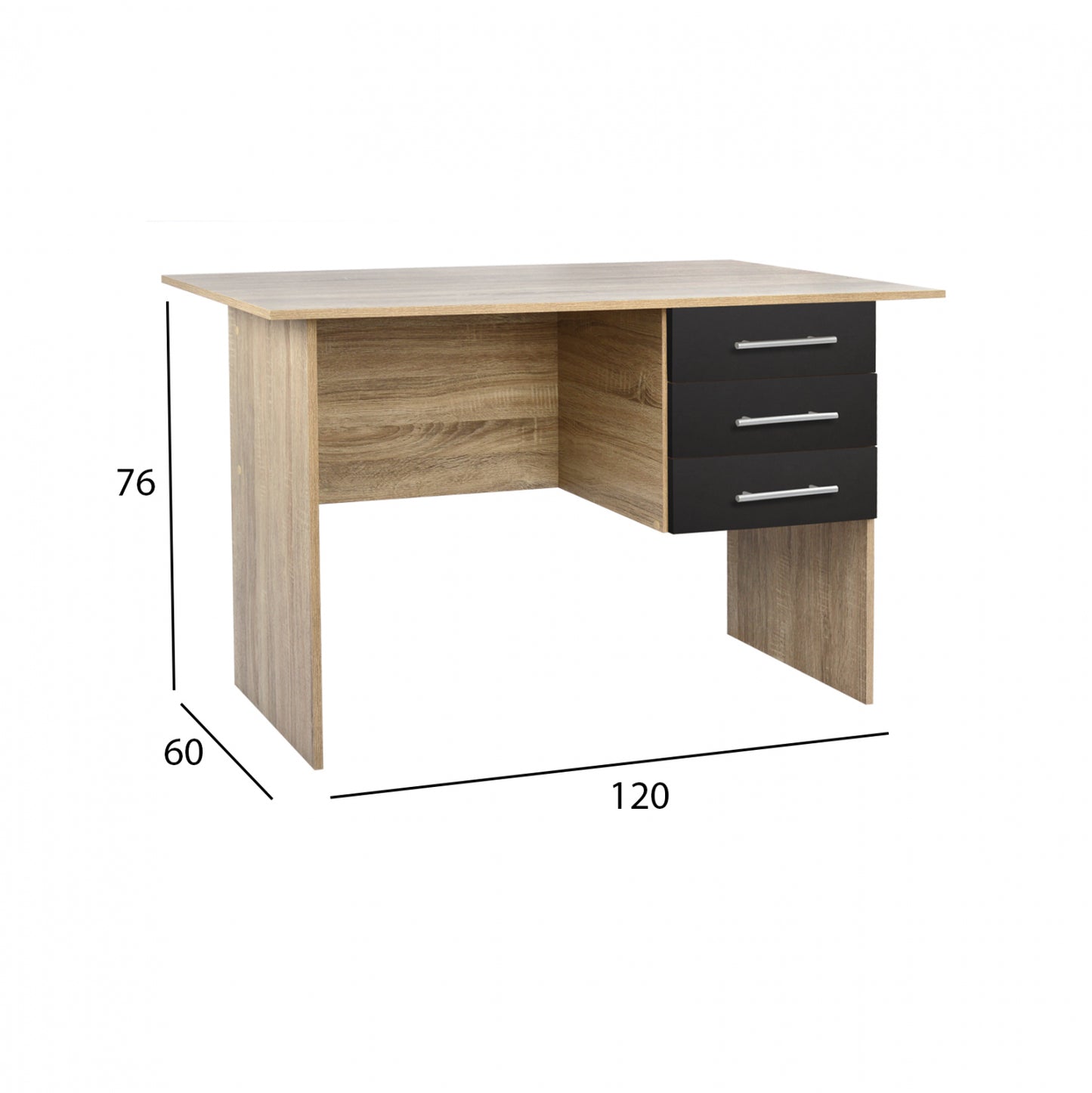 ΓΡΑΦΕΙΟ ΜΕΛΑΜΙΝΗΣ ENSLEY ΜΕ 3 ΣΥΡΤΑΡΙΑ SONAMA ΓΚΡΙ 120x60x76