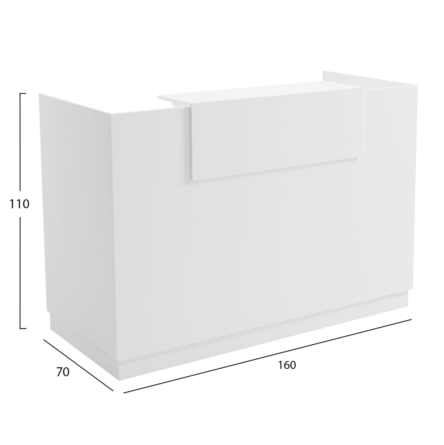 BARRY RECEPTION DESK MELAMINE IN WHITE 160x70x110