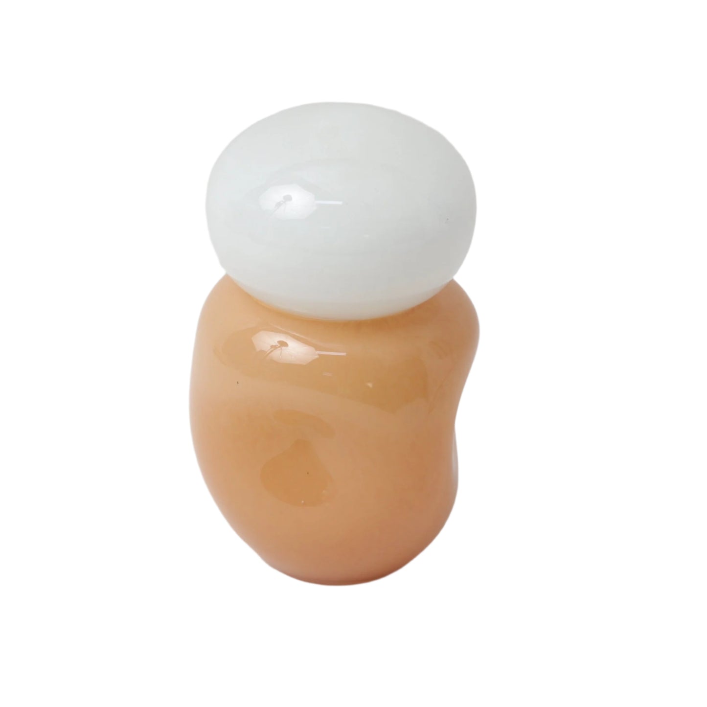 Διακοσμητικό Γυάλινο Τζαρ με Καπάκι Λευκό/Μπεζ 12.5x12.5x20