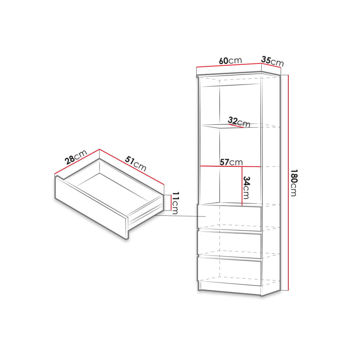 Βιβλιοθήκη Rack 3D Λευκό 60x35x180