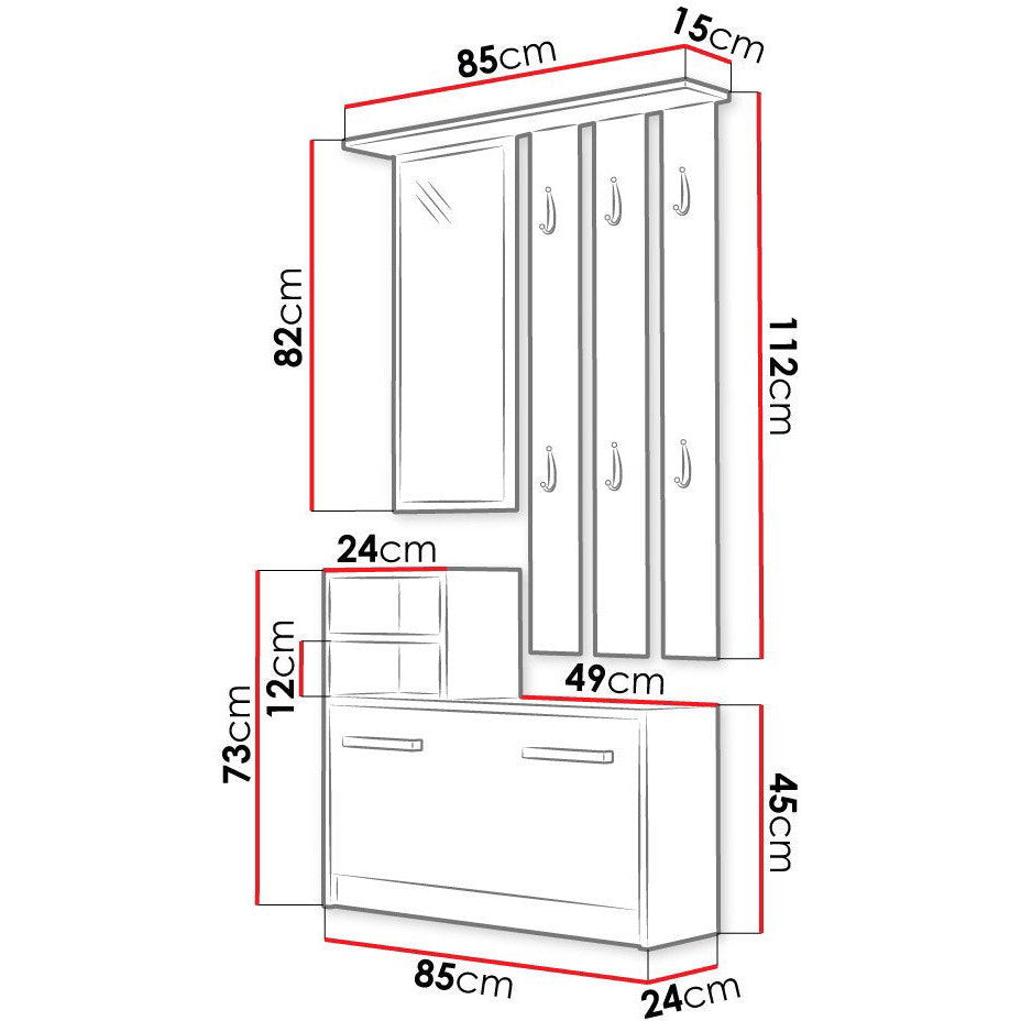 Έπιπλο Υποδοχής Kolom Μαύρο 85x24x180