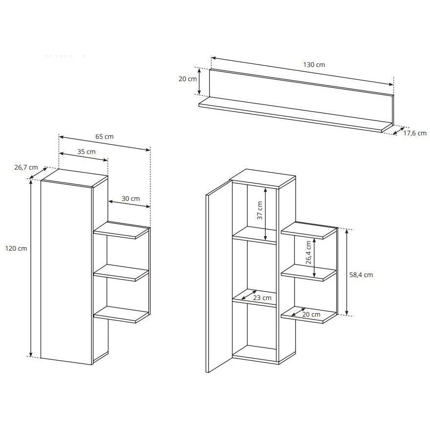 Σύνθετο Σαλονιού Oak Ανθρακί - Φυσικό 260x35x171.5