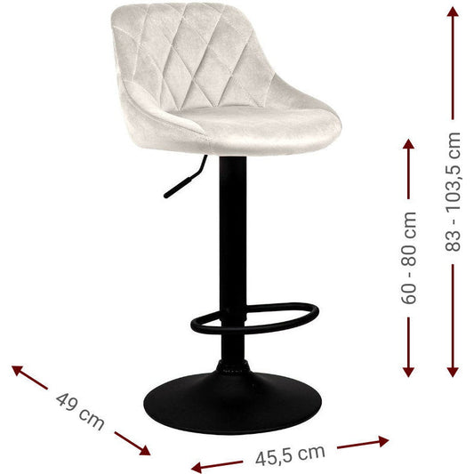 Σκαμπό Μπαρ Velluto Λευκό 45.5x49x103.5