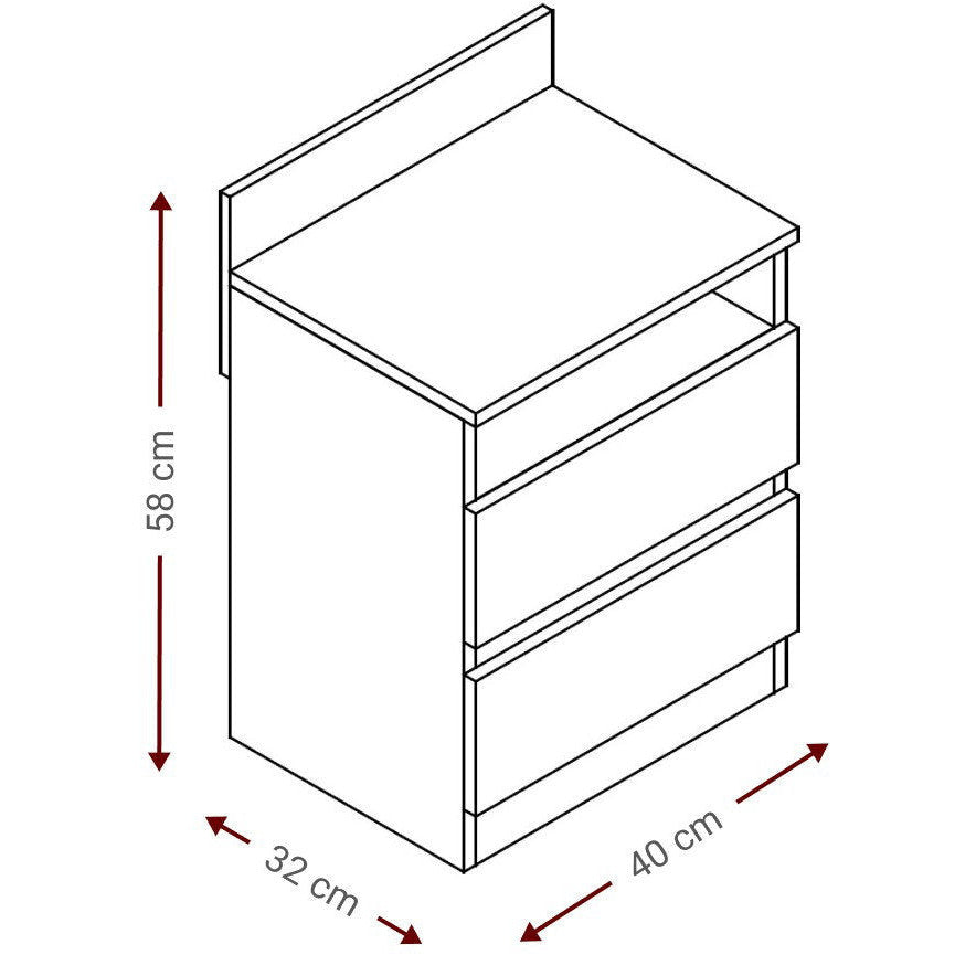 Juniper Plus Bedside Table White 40x32x58