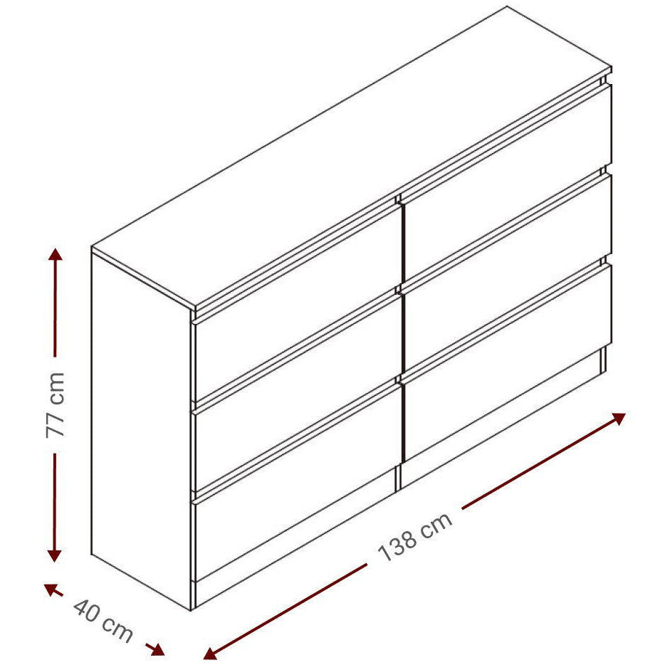 Συρταριέρα Juniper 6S Μαύρο 138x40x77