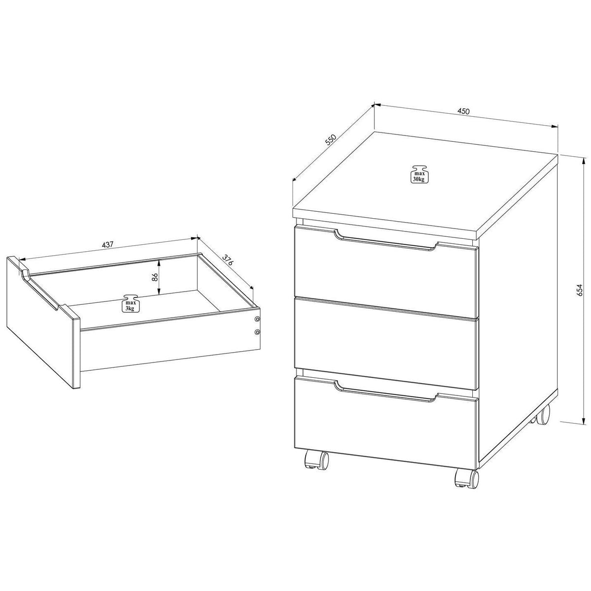Johnson II Mobile Pedestal 45x55x66