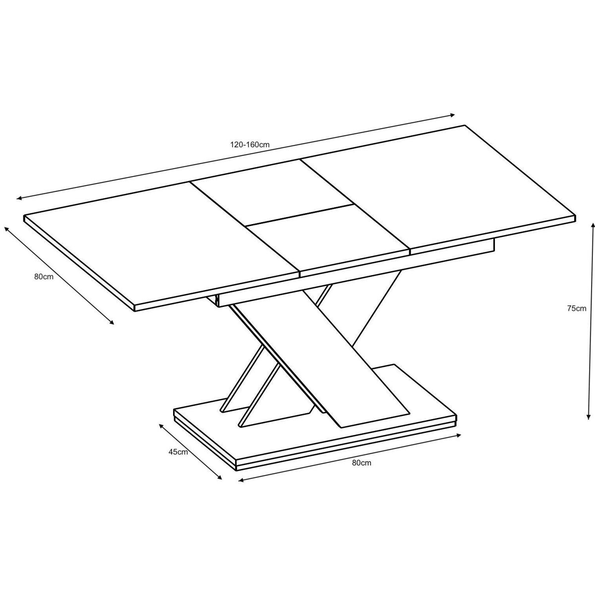 Επεκτεινόμενο Τραπέζι Elara Λευκό-Γκρι 120x80x75