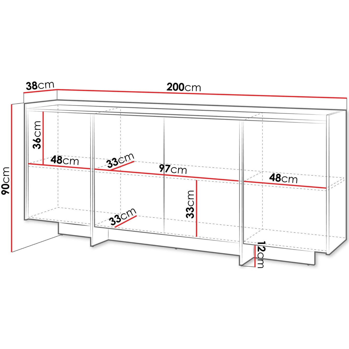 Μπουφές Japandi Καφέ 200x38x90