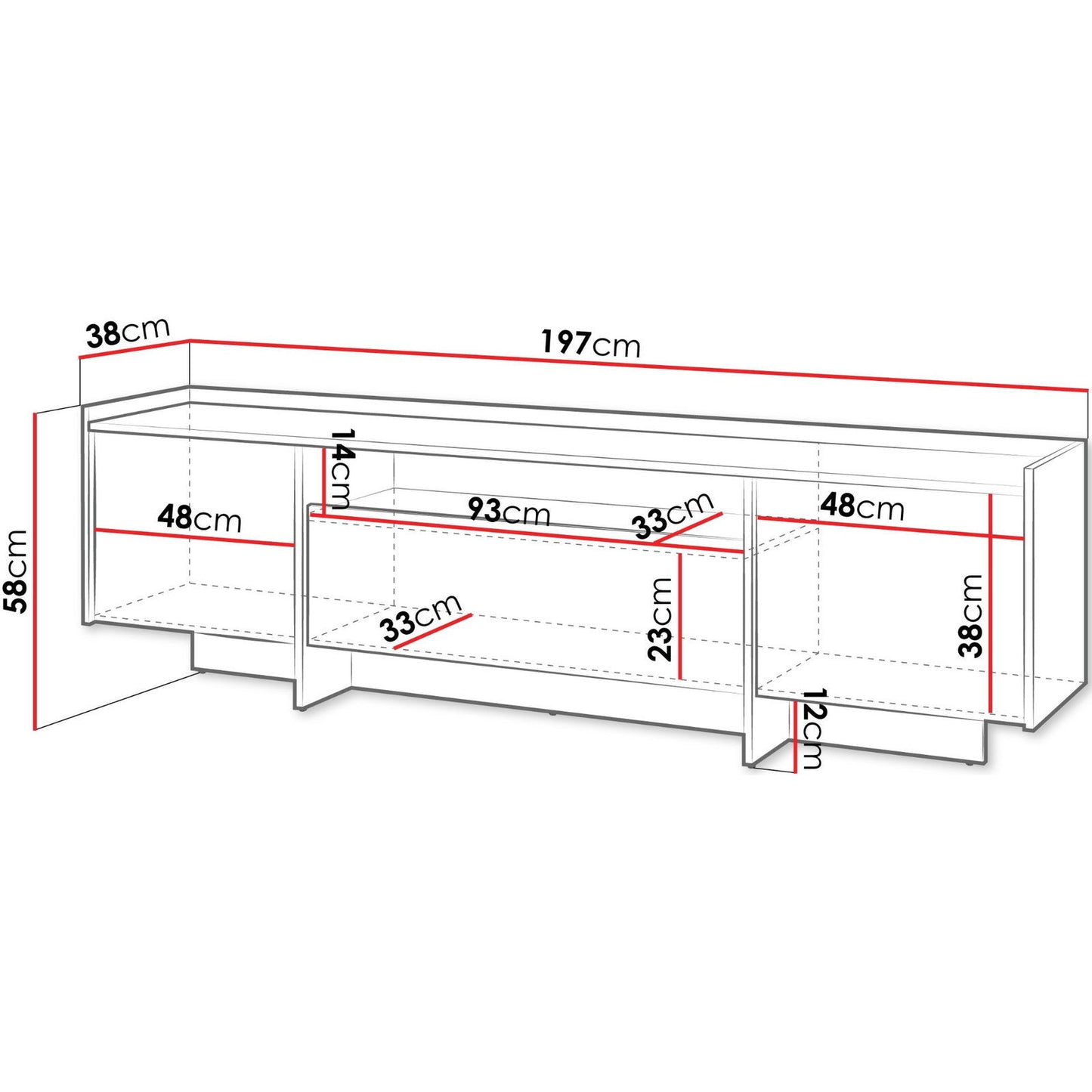 Japandi Brown TV Unit 197x38x58