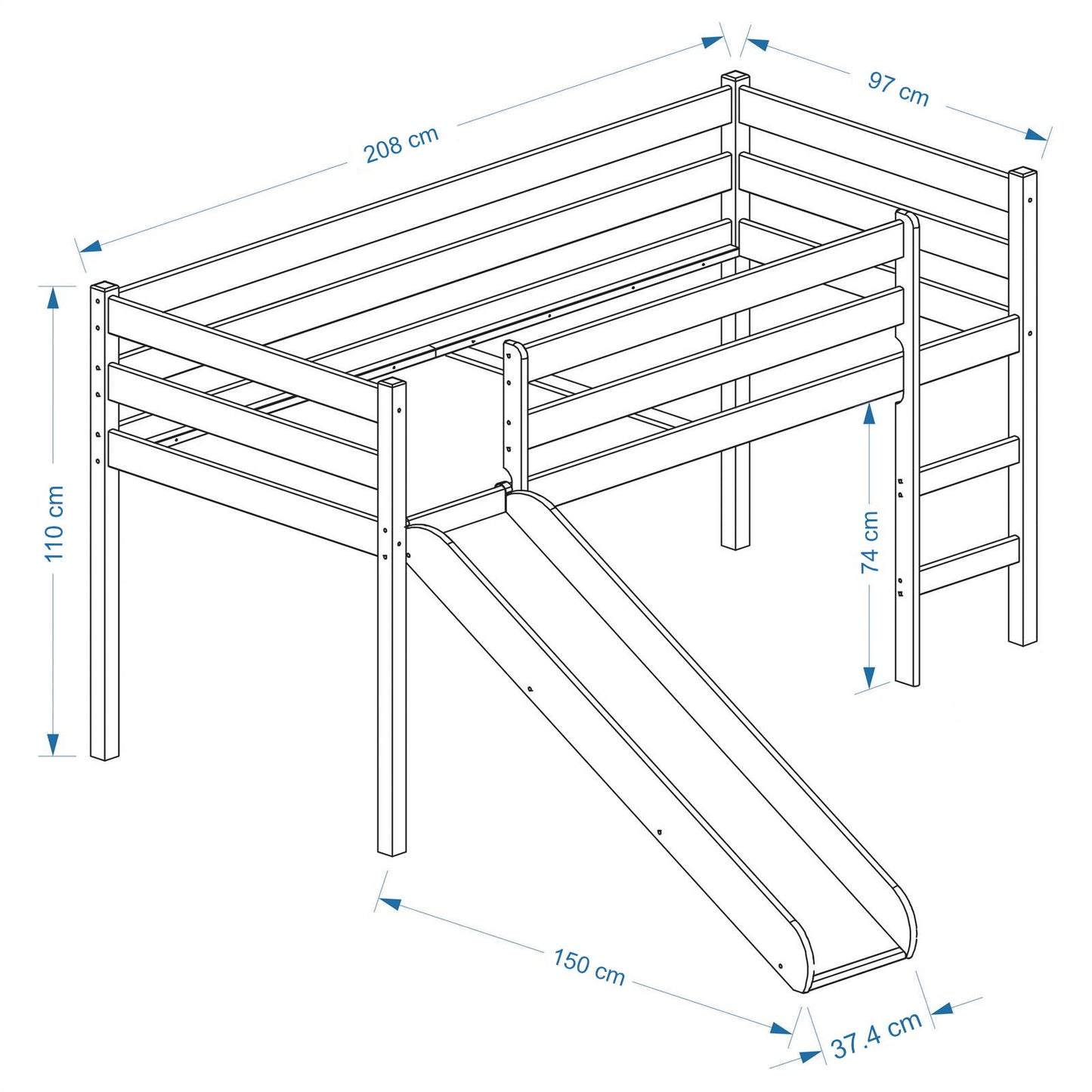 Bunk Bed Tobias Natural 208x97x110