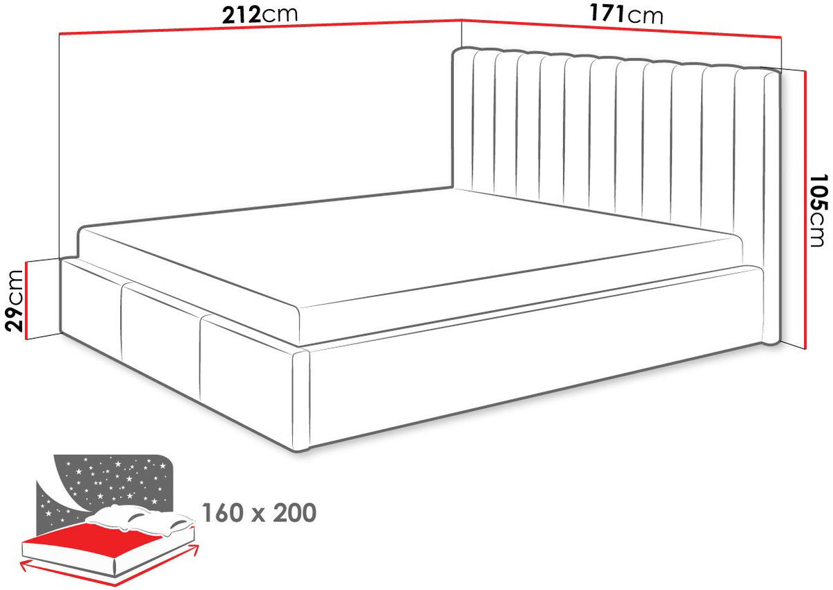 Upholstered Bed Cosmos Grey 171x212x105
