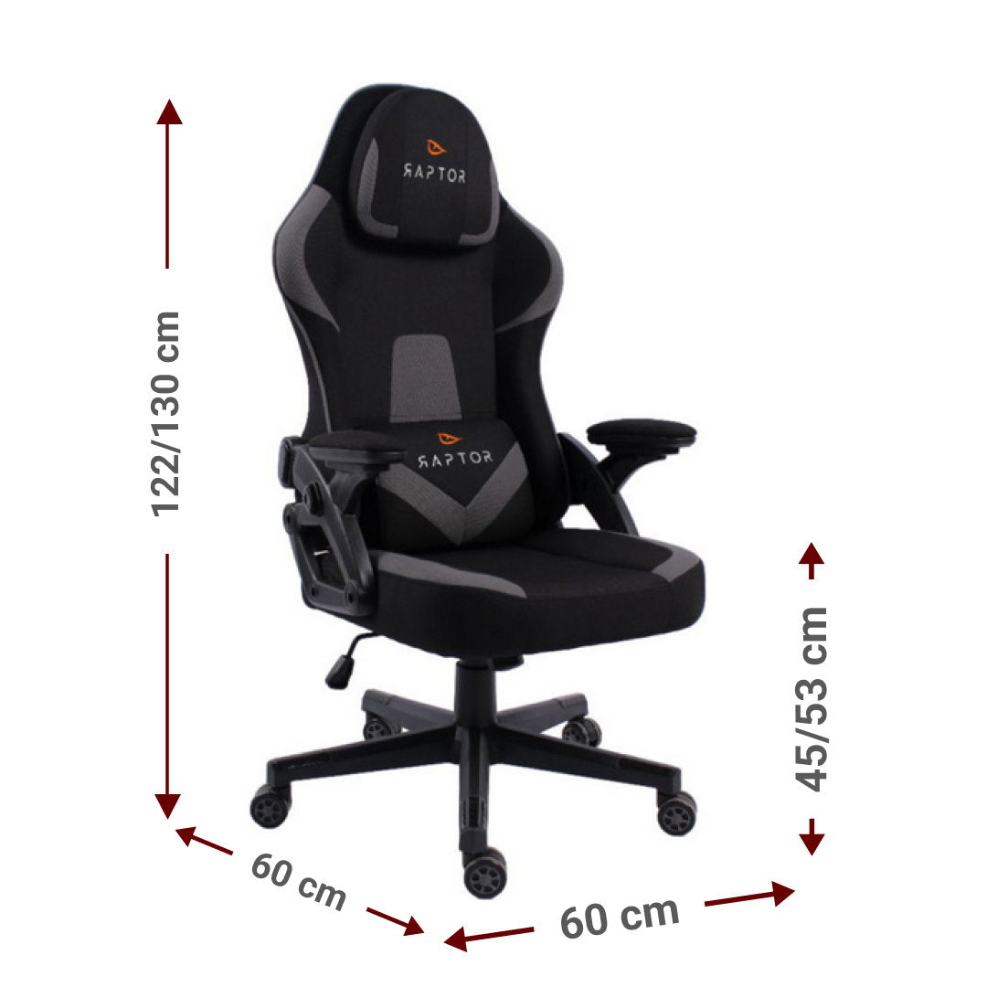 Gaming Chair Raptor Fury Grey 60x60x122