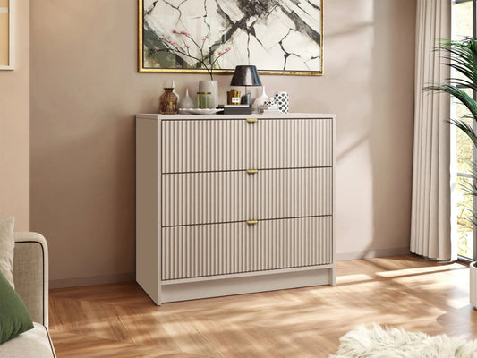 Tireno 3-Drawer Chest, Beige, 80x40x75