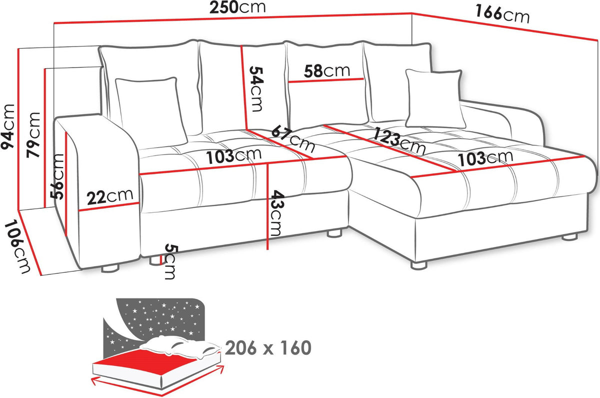 Kronos Corner Sofa Beige 250x166x94