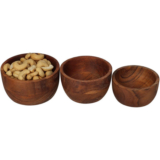 Μπολ Καφέ Ξύλο 11.4x11.4x6.5 Σετ 3 Τμχ
