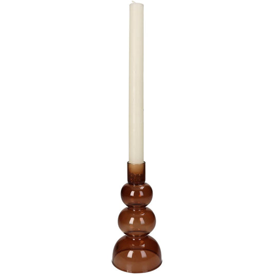 Κηροπήγιο Καφέ Γυαλί 8x8x16