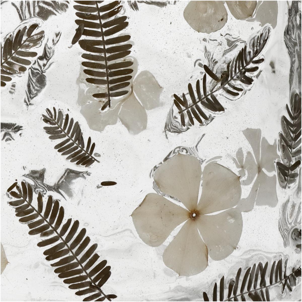 Κηροπήγιο Αποξηραμένα Λουλούδια Διάφανο Γυαλί 15x15x15