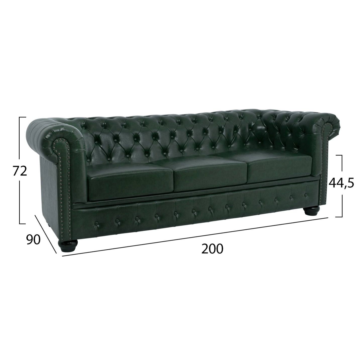 ΚΑΝΑΠΕΣ 3ΘΕΣΙΟΣ T. CHESTERFIELD ΤΕΧΝΟΔΕΡΜΑ ΚΥΠΑΡΙΣΣΙ 208x90x73