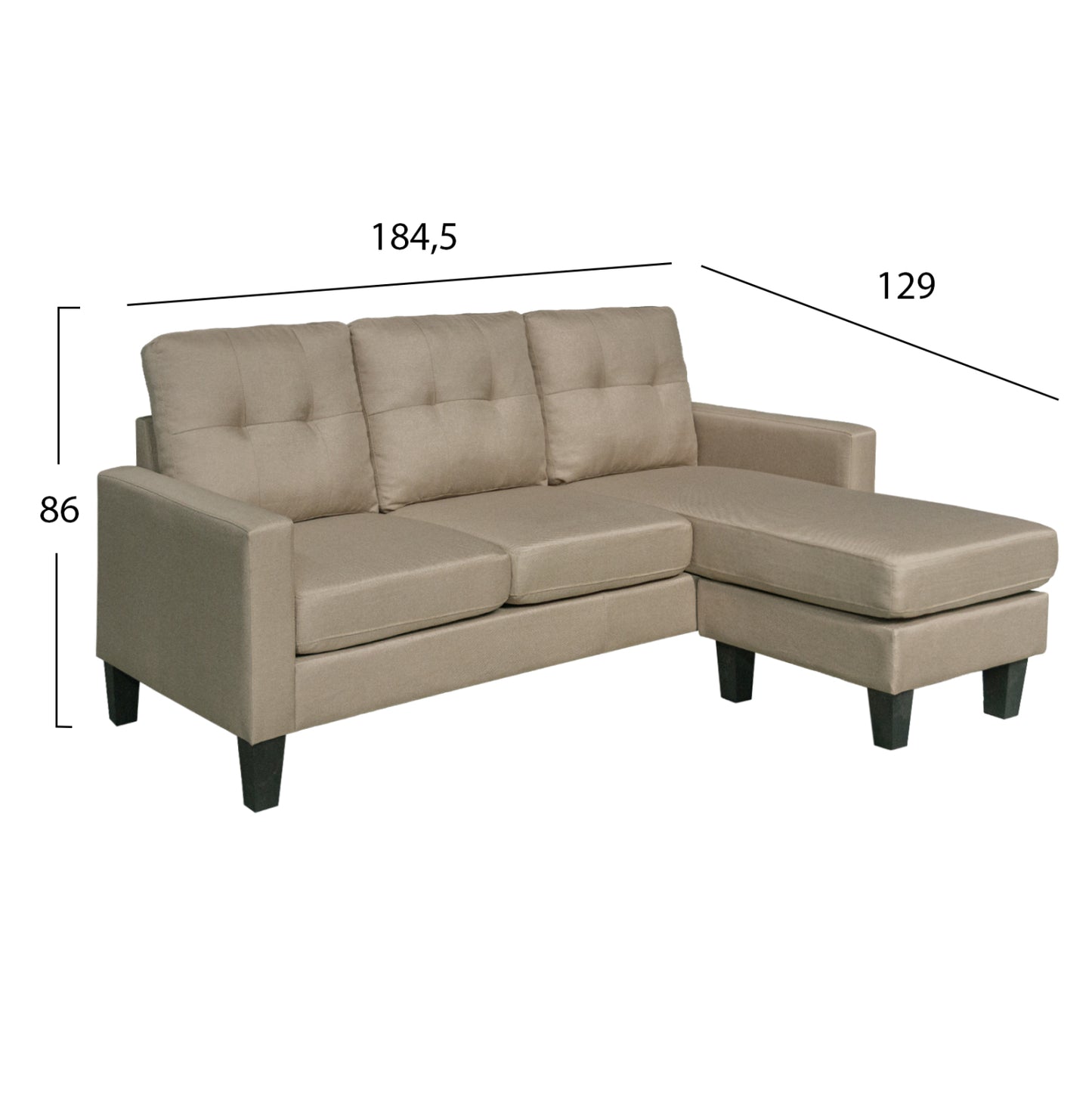 ΚΑΝΑΠΕΣ ΓΩΝΙΑ ΑΝΑΣΤΡΕΨΙΜΗ MEGGY ΜΠΕΖ ΥΦΑΣΜΑ 184,5x129x86