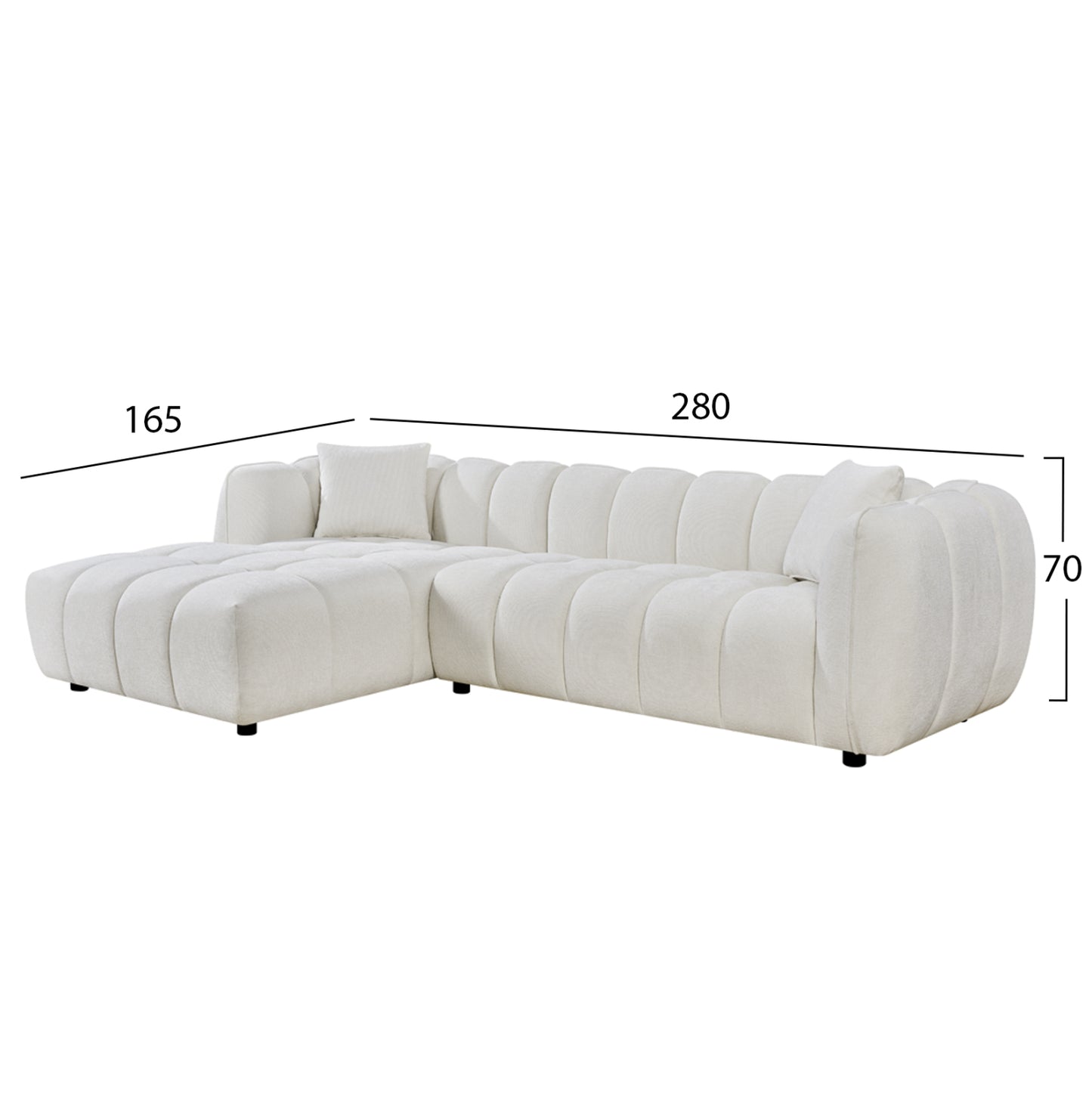 ΚΑΝΑΠΕΣ ΓΩΝΙΑ (ΑΡΙΣΤΕΡΗ) LYKKE ΕΚΡΟΥ ΥΦΑΣΜΑ 280x89-165x70